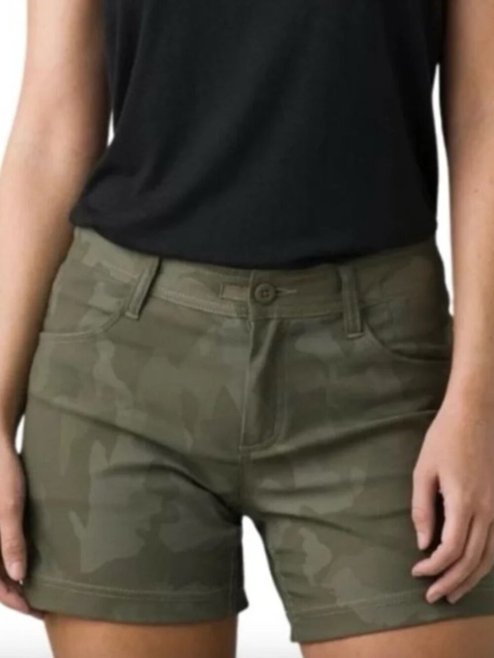 Prana 5” Halle Short II Sage Camo 1971191 Size 14 Mid-Rise Outdoor Travel Short